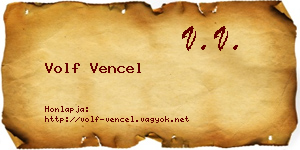 Volf Vencel névjegykártya
